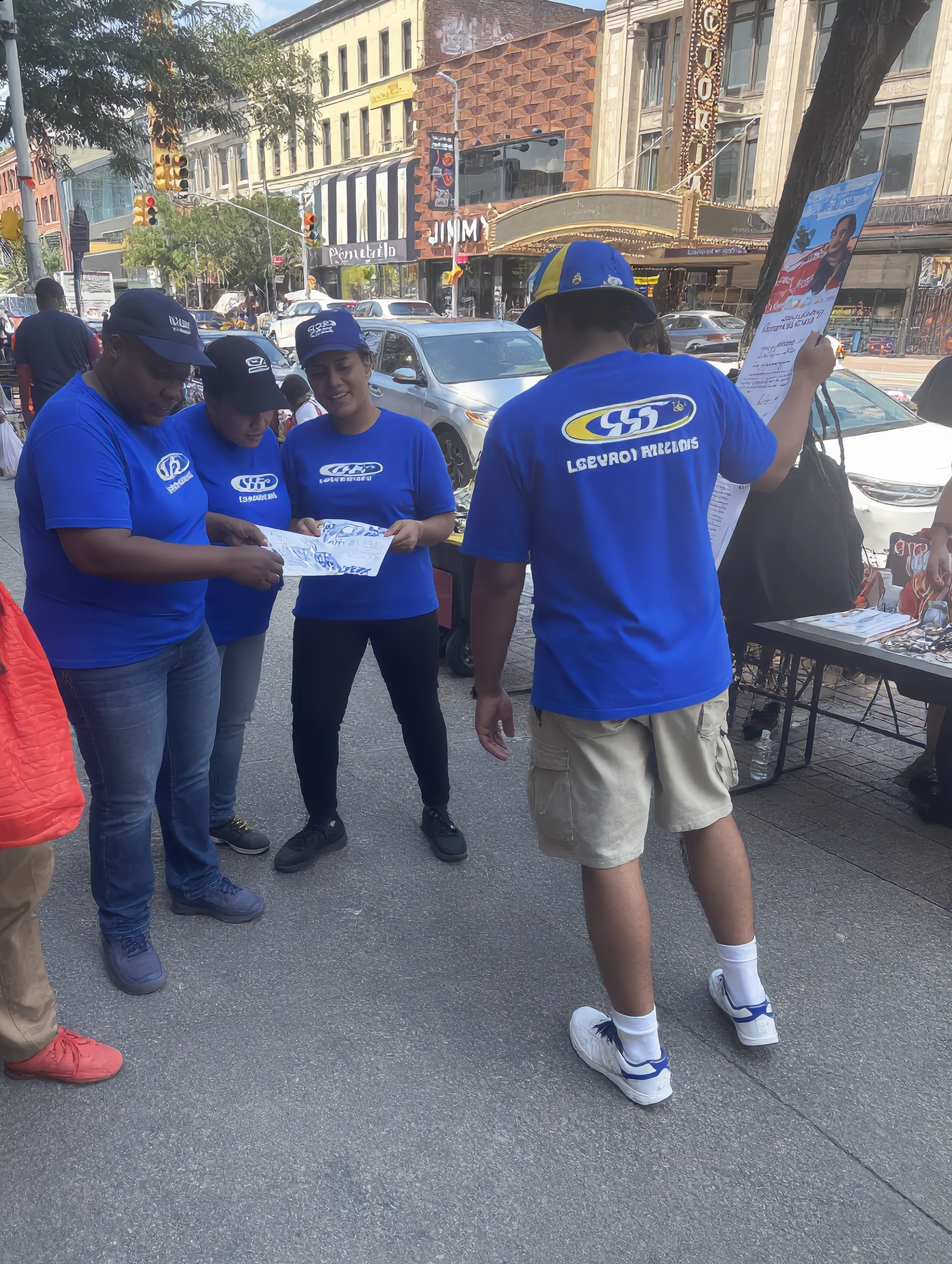OpalOps street team reviewing activation materials on-site