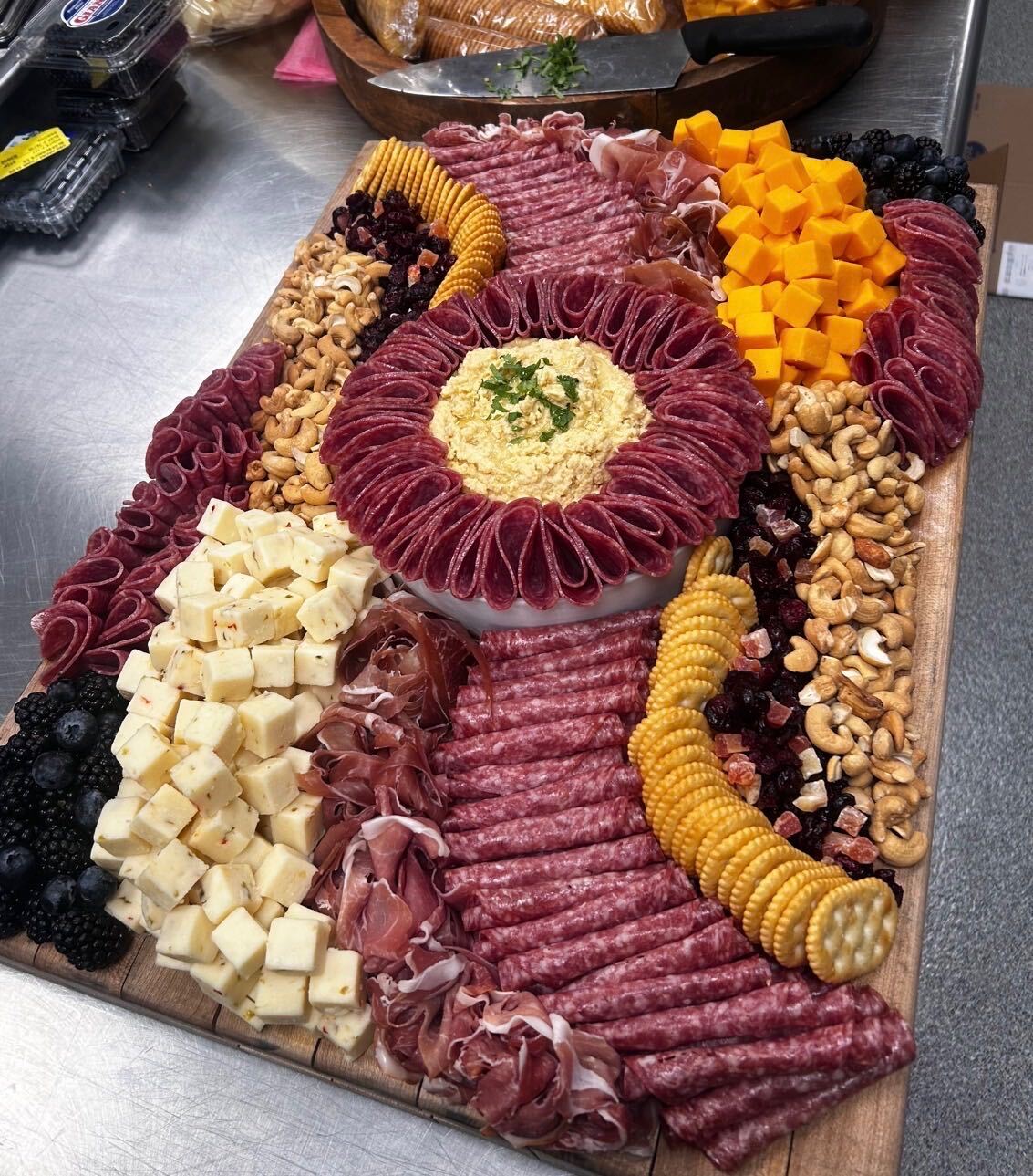 Charcuterie and catering setup for event chef support